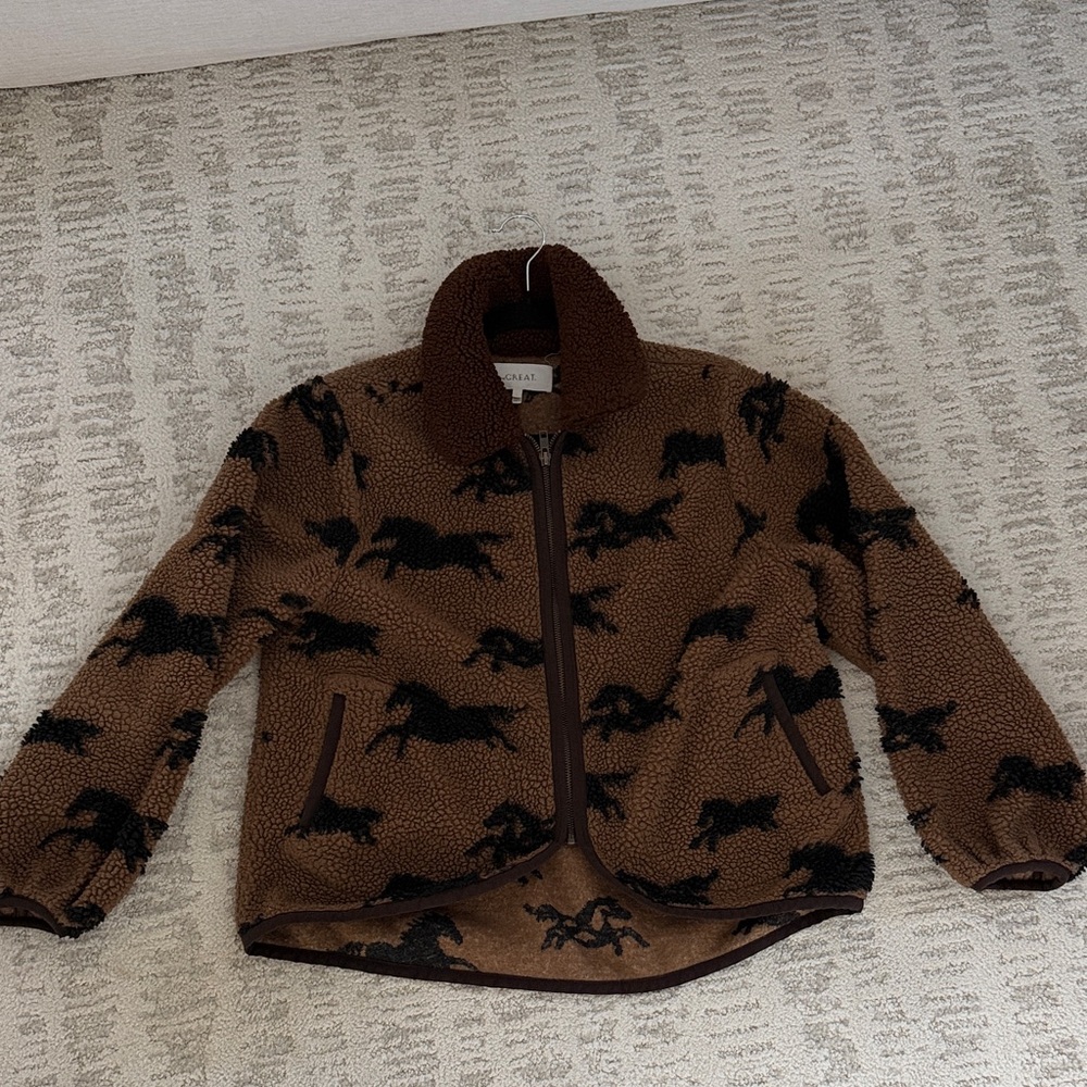 THE GREAT. Brown and Black Patterned Jacket